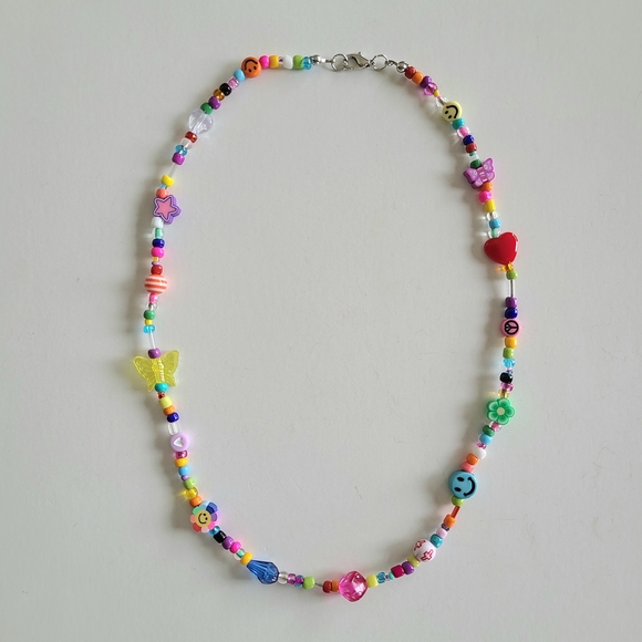 Smiley Face Beaded Necklace - Picture 1 of 10